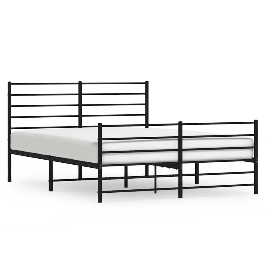 Cadre de lit métal sans matelas avec pied de lit noir 120x200cm - 2