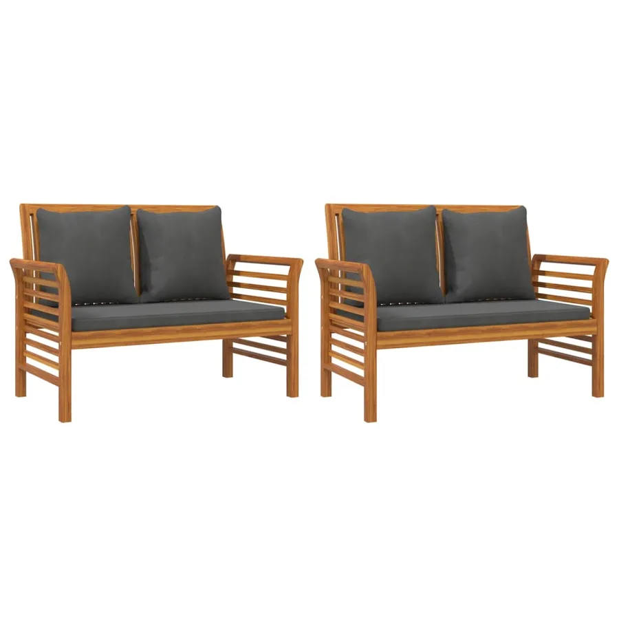 Salon de jardin 3 pcs avec coussins bois massif d'acacia - 6
