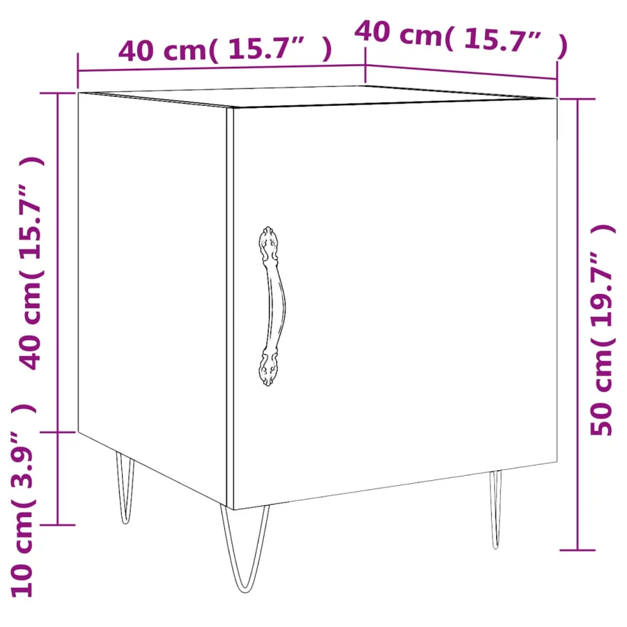 Tables de chevet 2pcs chêne marron 40x40x50cm bois d'ingénierie - 14