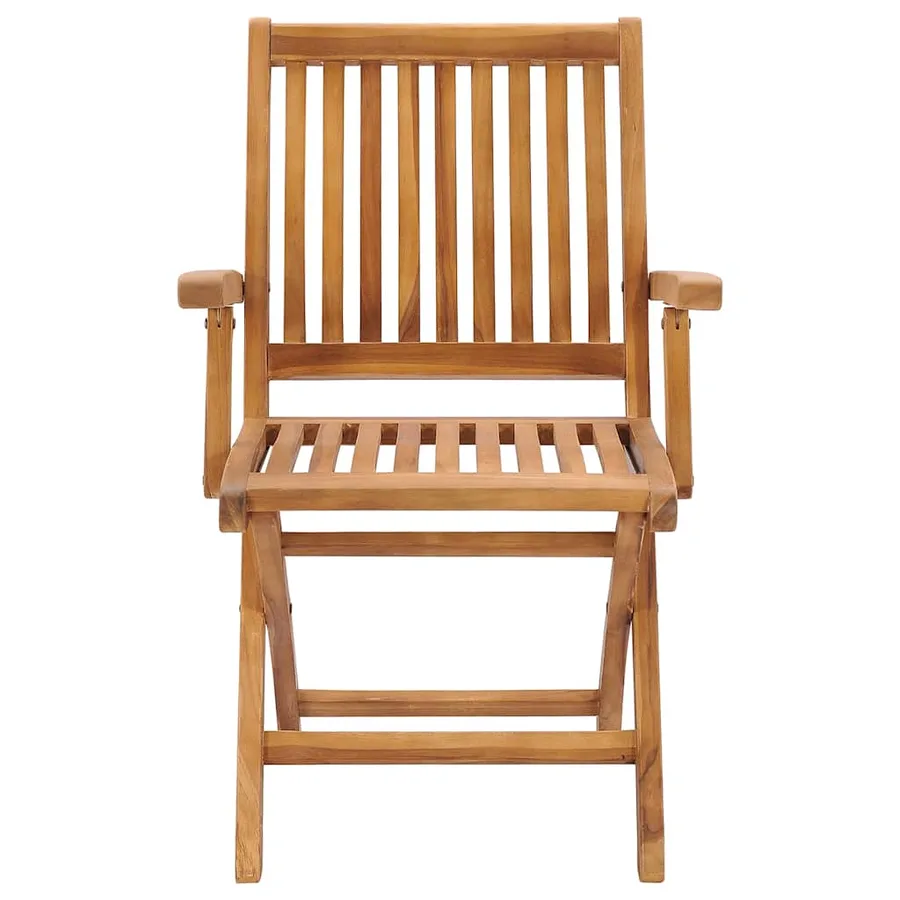 Chaises pliables de jardin avec coussins lot de 4 Teck solide - 4