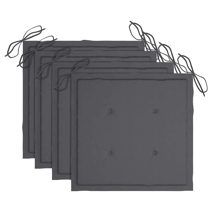 Chaises pliables de jardin avec coussins lot de 4 Teck solide - 6
