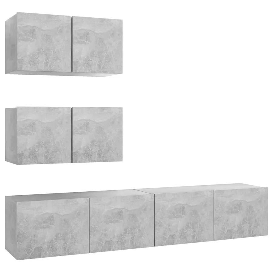 Ensemble de meubles TV 4 pcs Gris béton Bois d'ingénierie - 2