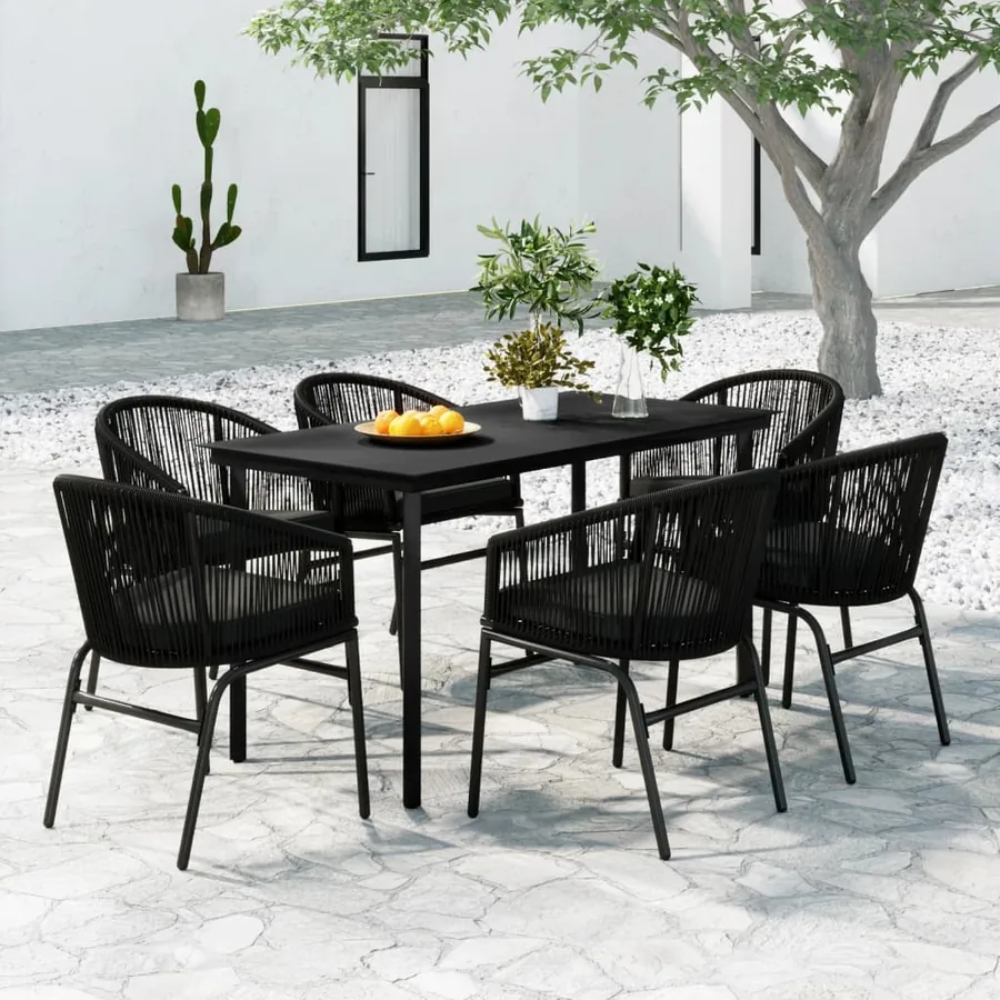 Ensemble à manger de jardin 7 pcs Noir