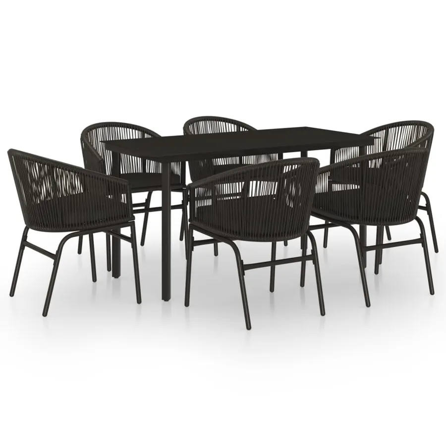 Ensemble à manger de jardin 7 pcs Noir - 2