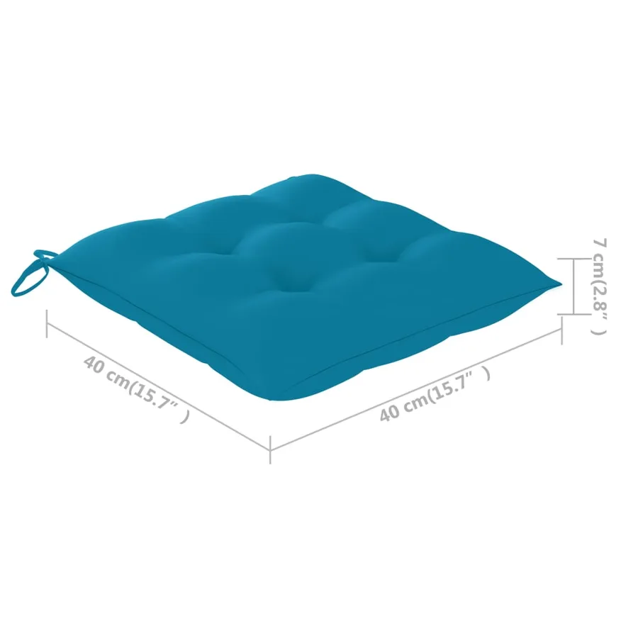 Chaises de jardin lot de 2 avec coussins bleu clair Teck massif - 12