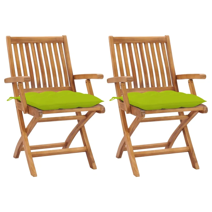 Chaises de jardin lot de 2 avec coussins bleu clair Teck massif - 13