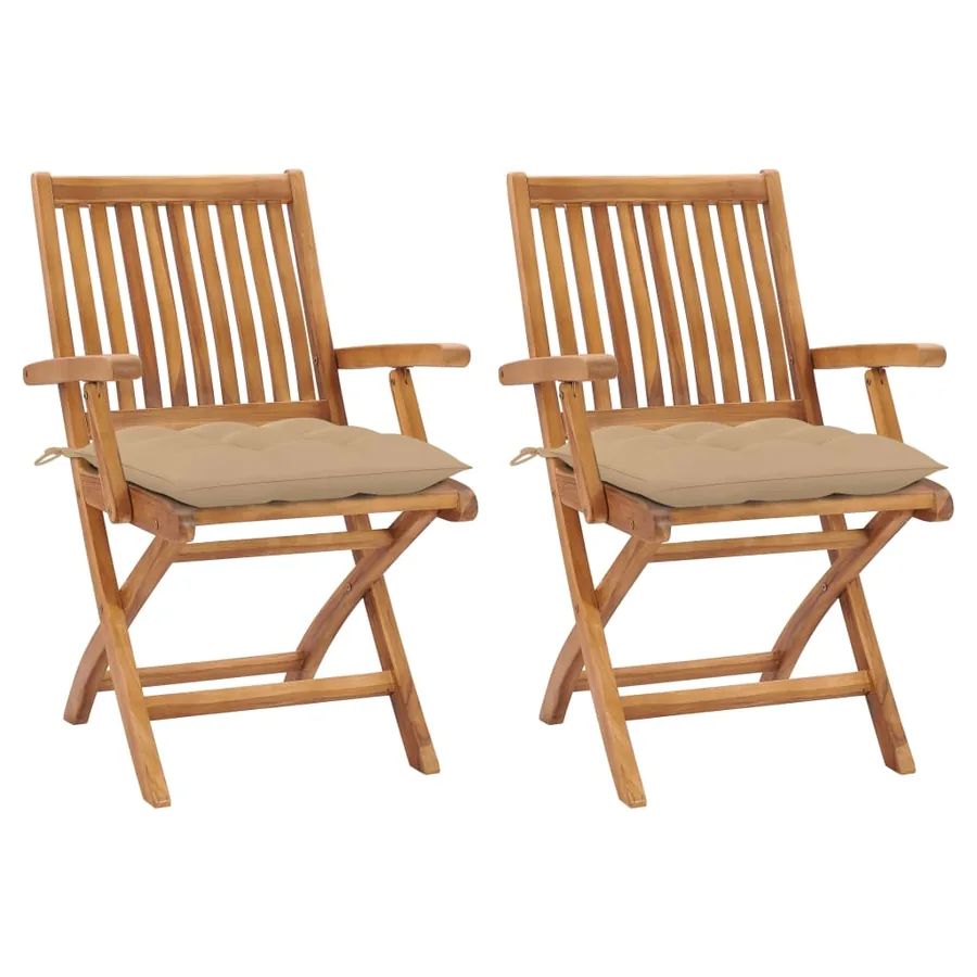 Chaises de jardin lot de 2 avec coussins bleu clair Teck massif - 37