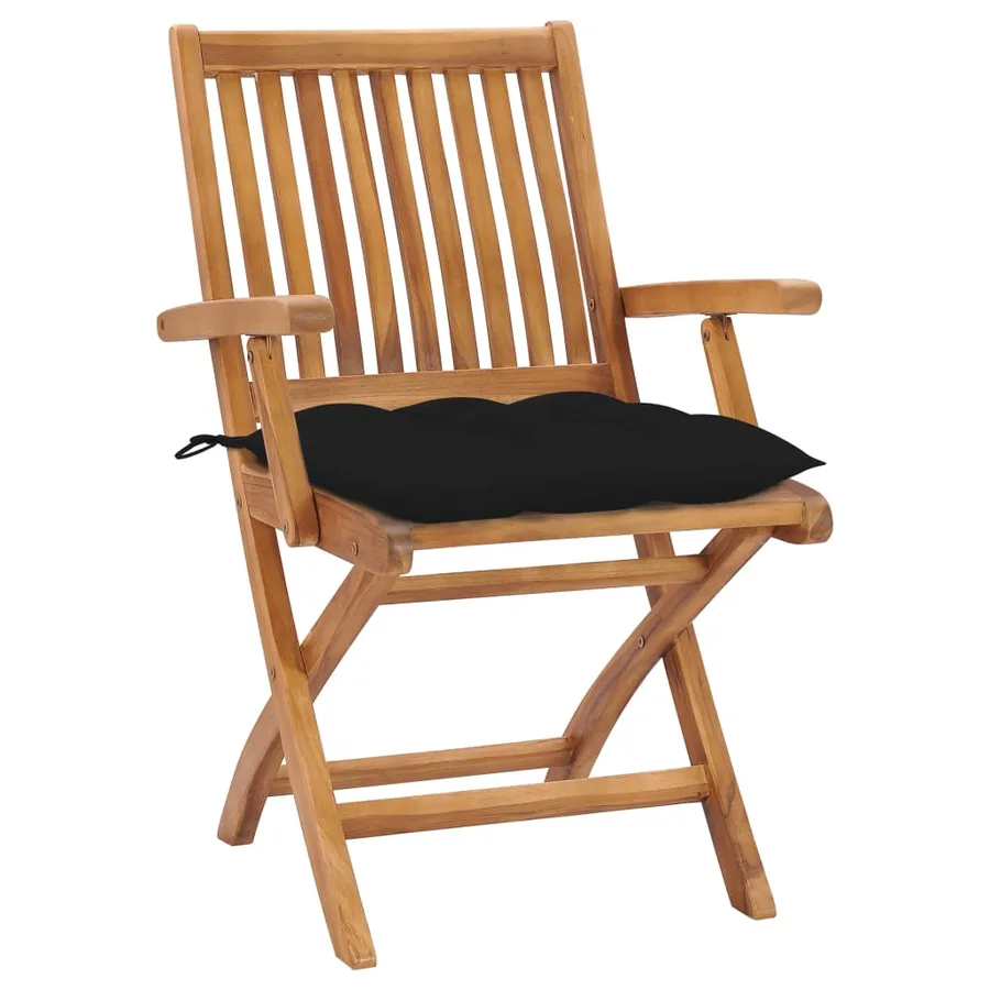 Chaises de jardin lot de 2 avec coussins bleu clair Teck massif - 50