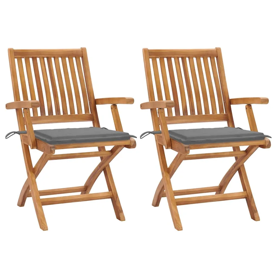 Chaises de jardin lot de 2 avec coussins bleu clair Teck massif - 61
