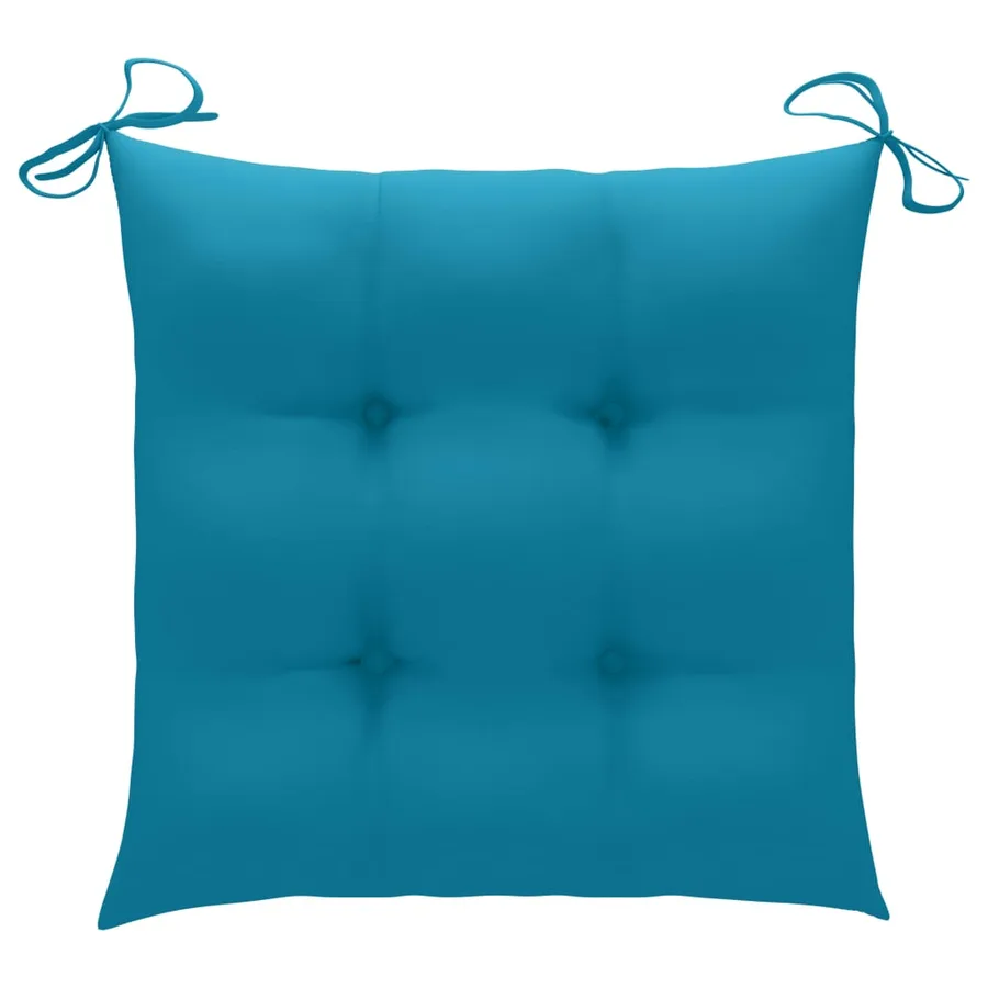 Chaises de jardin lot de 2 avec coussins bleu clair Teck massif - 7