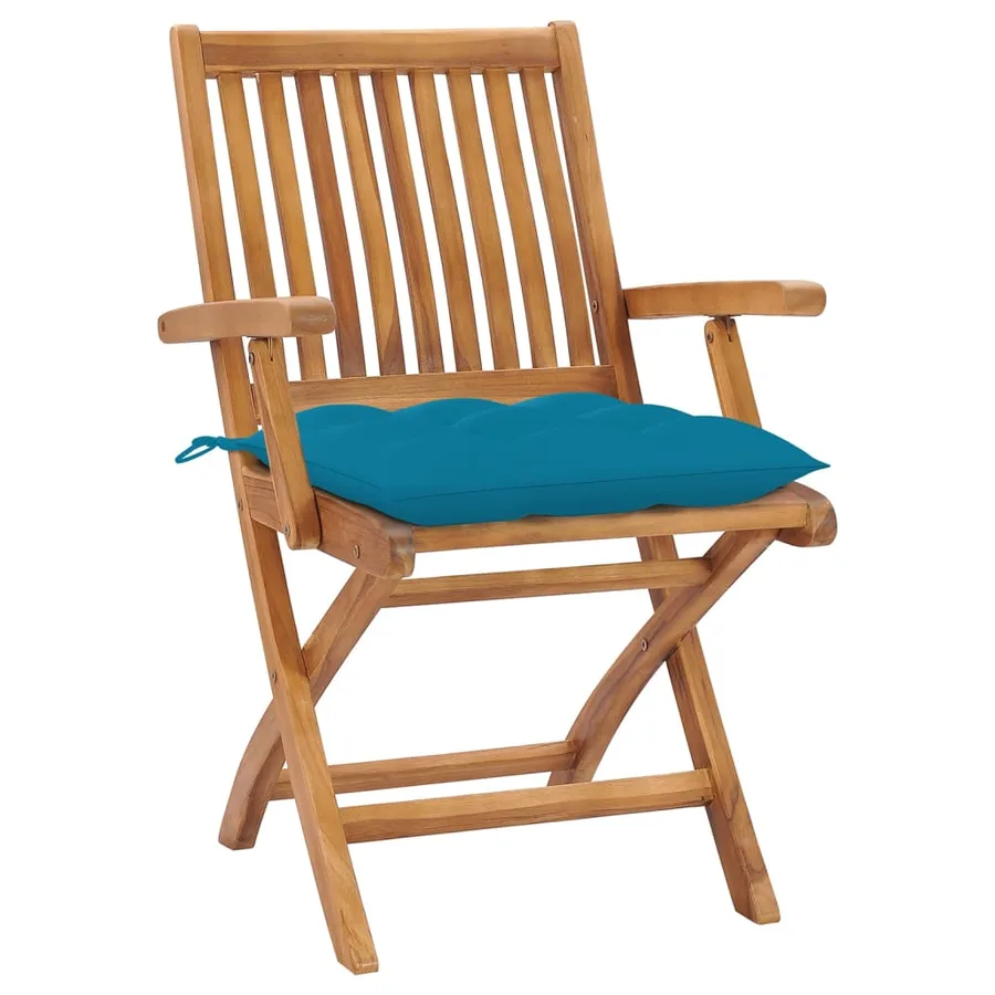 Chaises pliables de jardin avec coussins lot de 4 Teck solide - 2