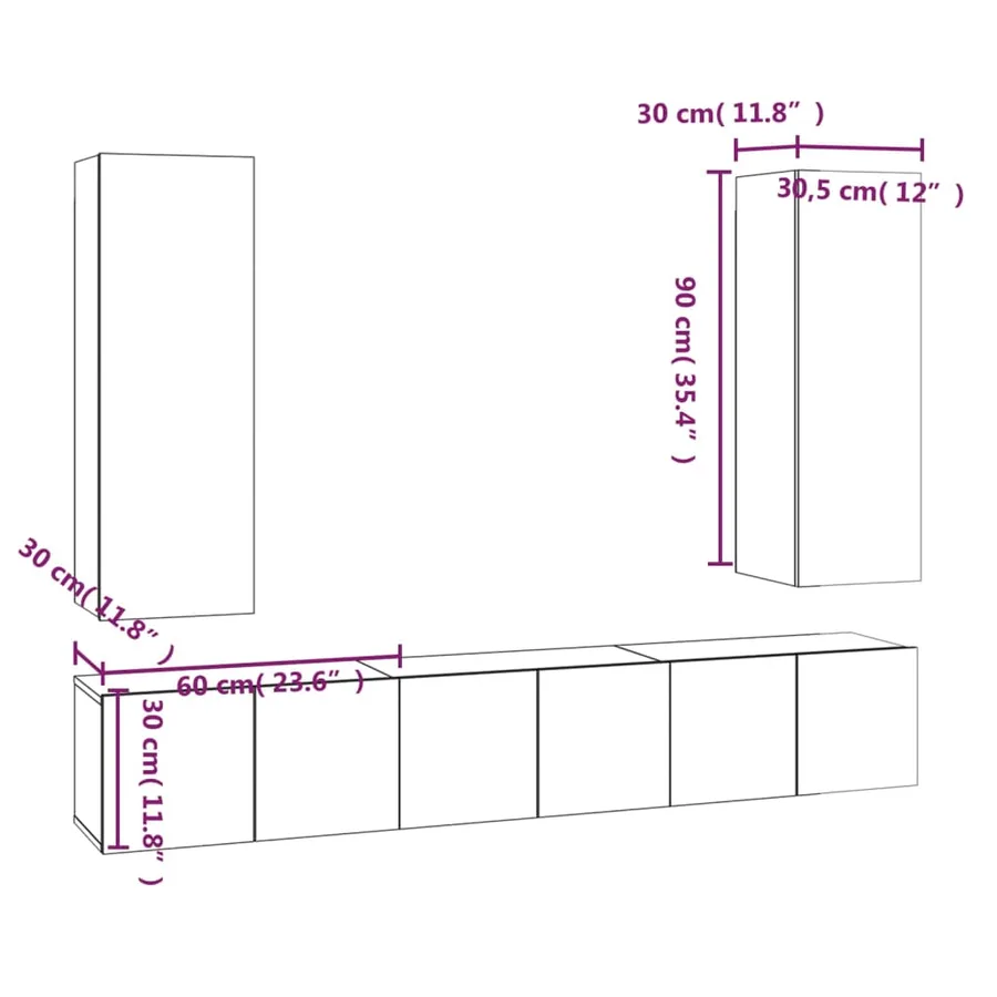 Ensemble de meubles TV 5 pcs Sonoma gris Bois d'ingénierie - 12