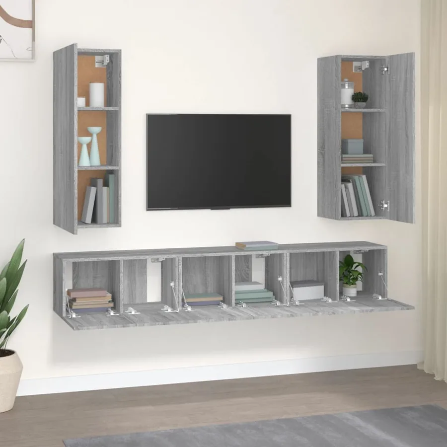 Ensemble de meubles TV 5 pcs Sonoma gris Bois d'ingénierie - 3