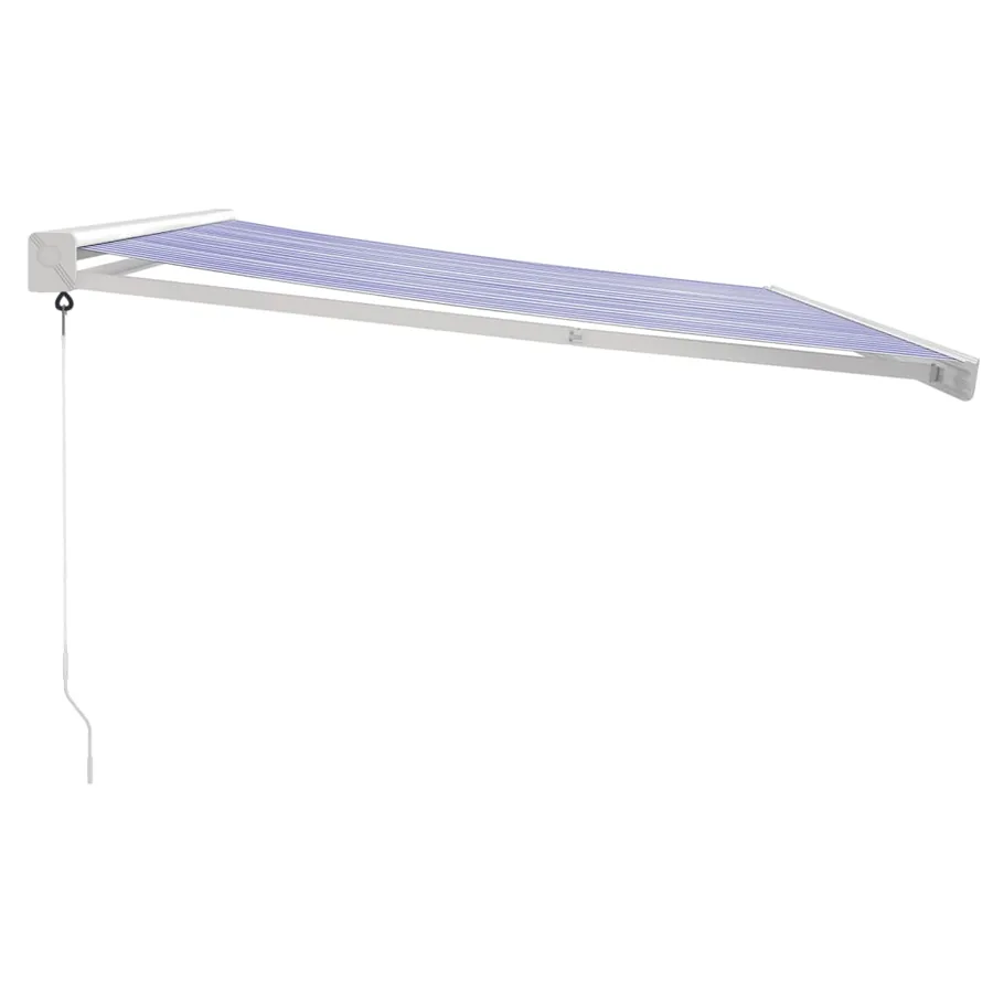 Auvent rétractable bleu et blanc 4x3 m tissu et aluminium - 6