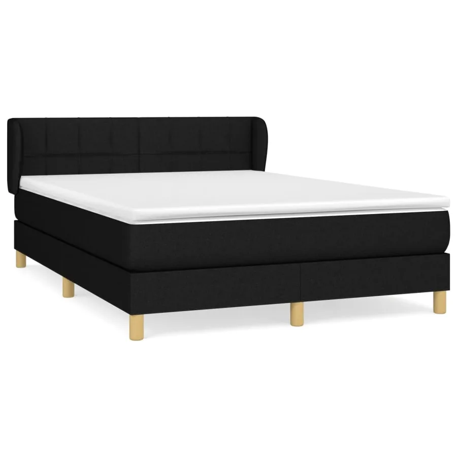 Sommier à lattes de lit avec matelas Noir 140x200 cm Tissu - 2