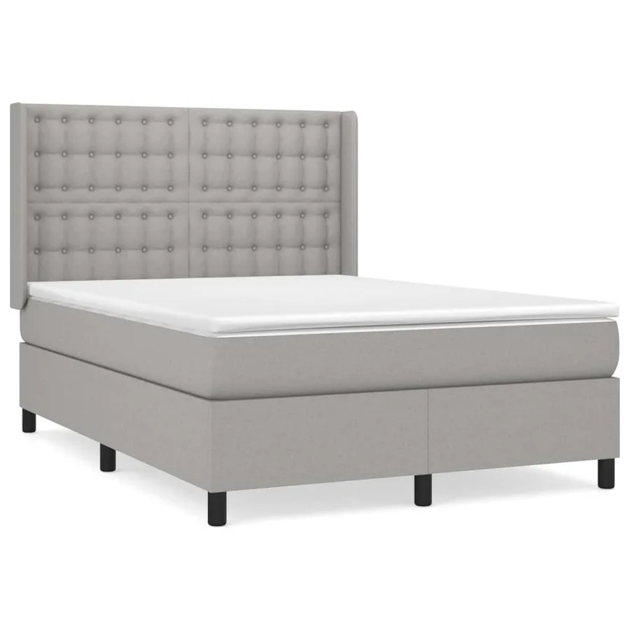 Sommier à lattes de lit avec matelas Gris clair 140x200cm Tissu - 2