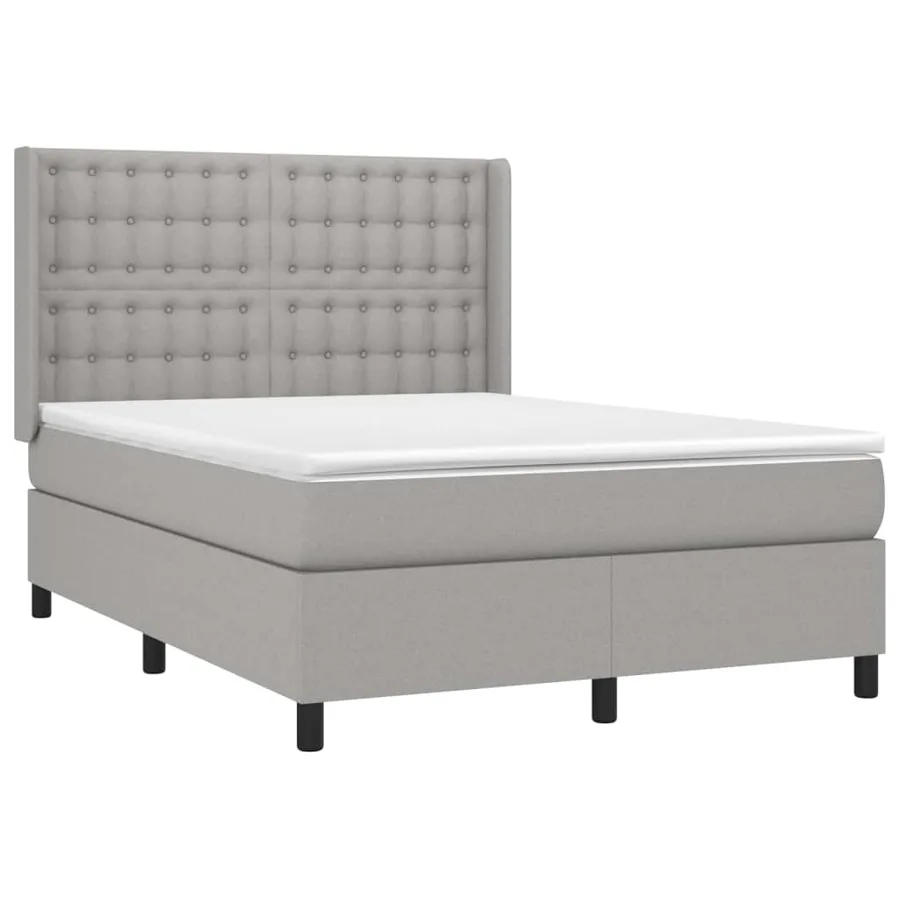 Sommier à lattes de lit avec matelas Gris clair 140x200cm Tissu - 3