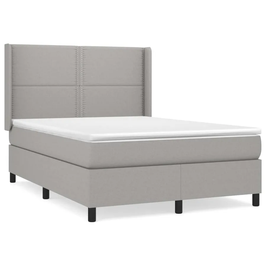 Sommier à lattes de lit avec matelas Gris clair 140x200cm Tissu - 2