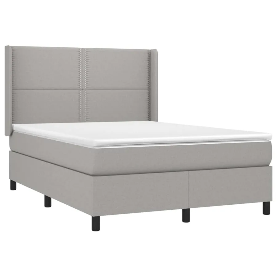 Sommier à lattes de lit avec matelas Gris clair 140x200cm Tissu - 3