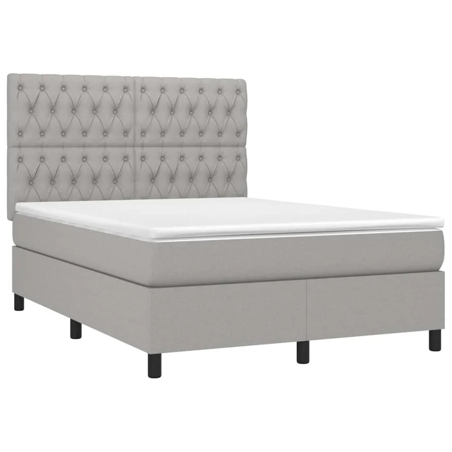 Sommier à lattes de lit et matelas et LED Gris clair 140x200 cm - 3