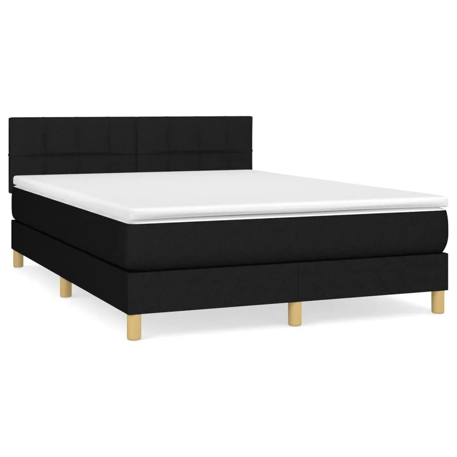 Sommier à lattes de lit avec matelas Noir 140x200 cm Tissu - 2
