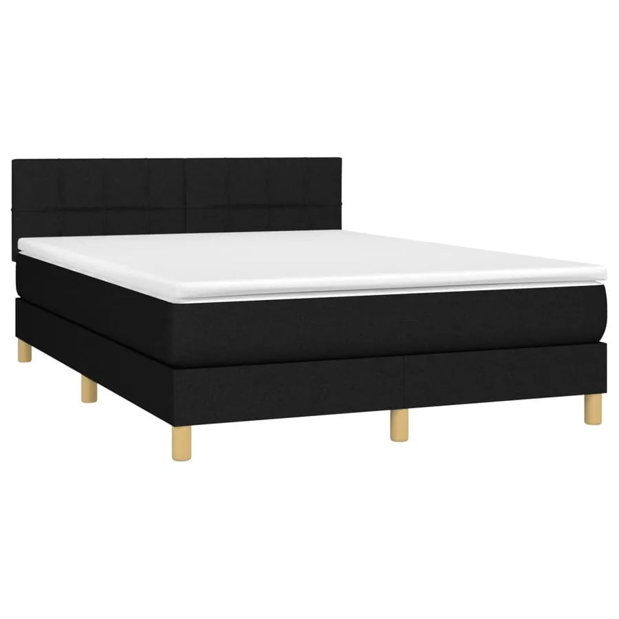 Sommier à lattes de lit avec matelas Noir 140x200 cm Tissu - 3