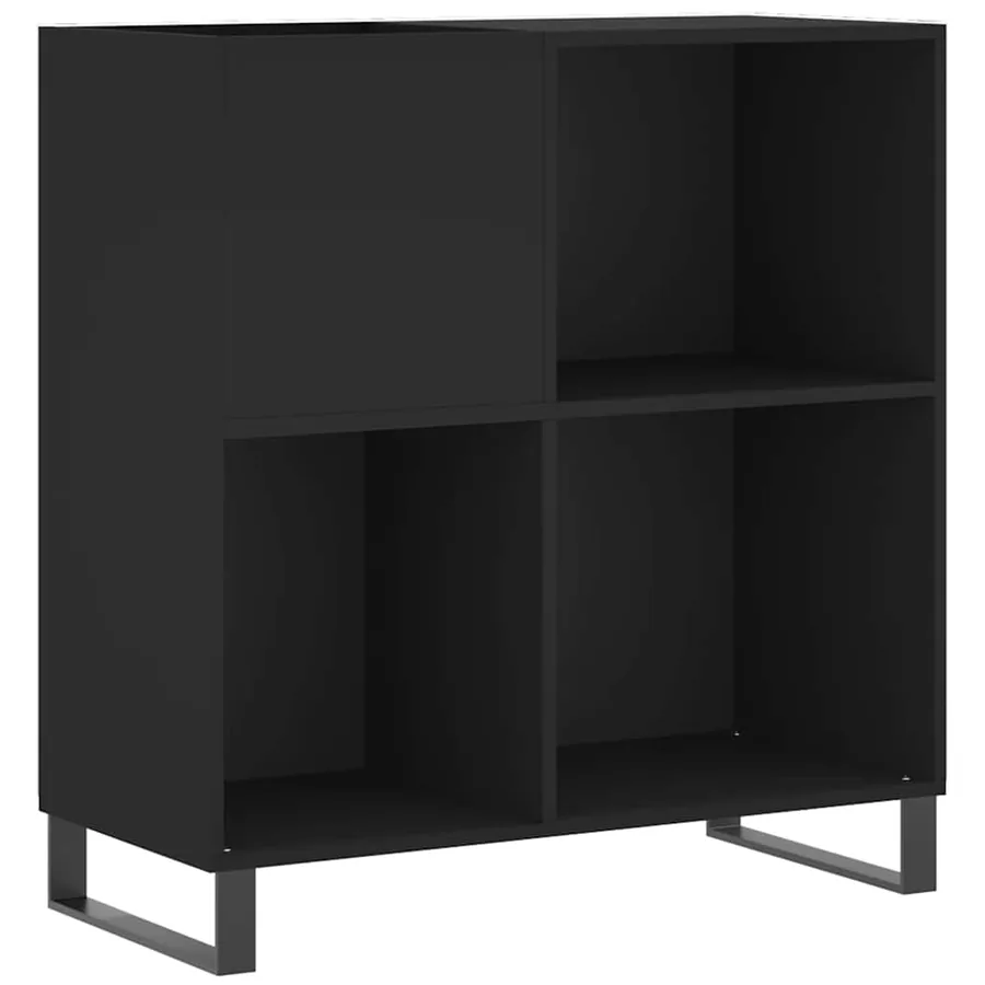 Armoire à disques noir 84,5x38x89 cm bois d'ingénierie - 2