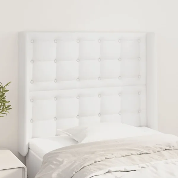 Tête de lit avec oreilles Blanc 83x16x118/128 cm Similicuir