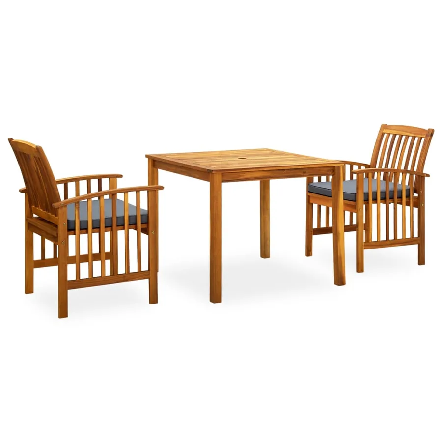 Ensemble à manger de jardin 3 pcs et coussins Acacia solide - 2
