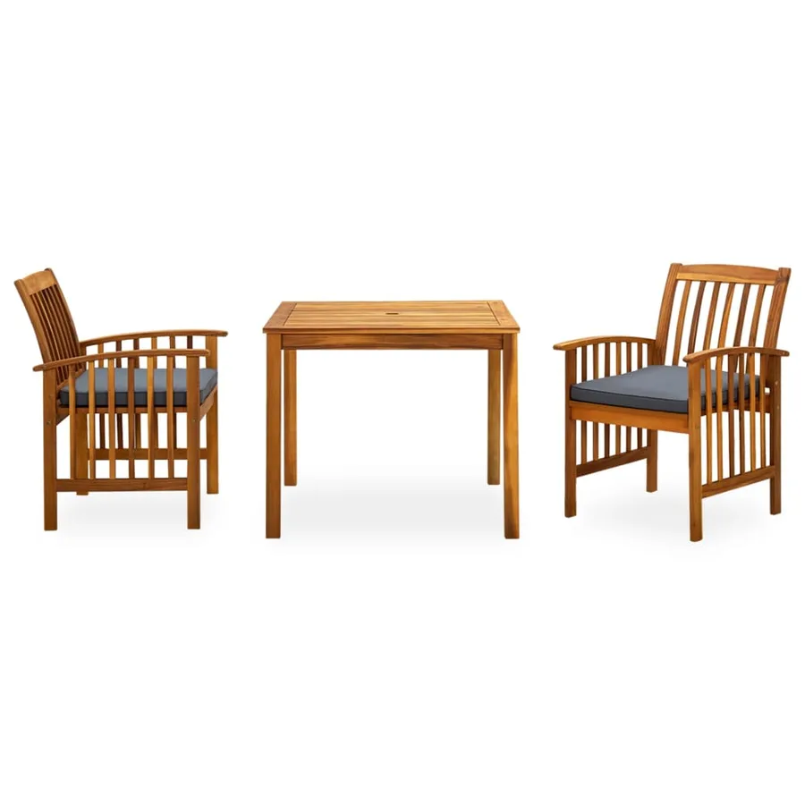 Ensemble à manger de jardin 3 pcs et coussins Acacia solide - 3