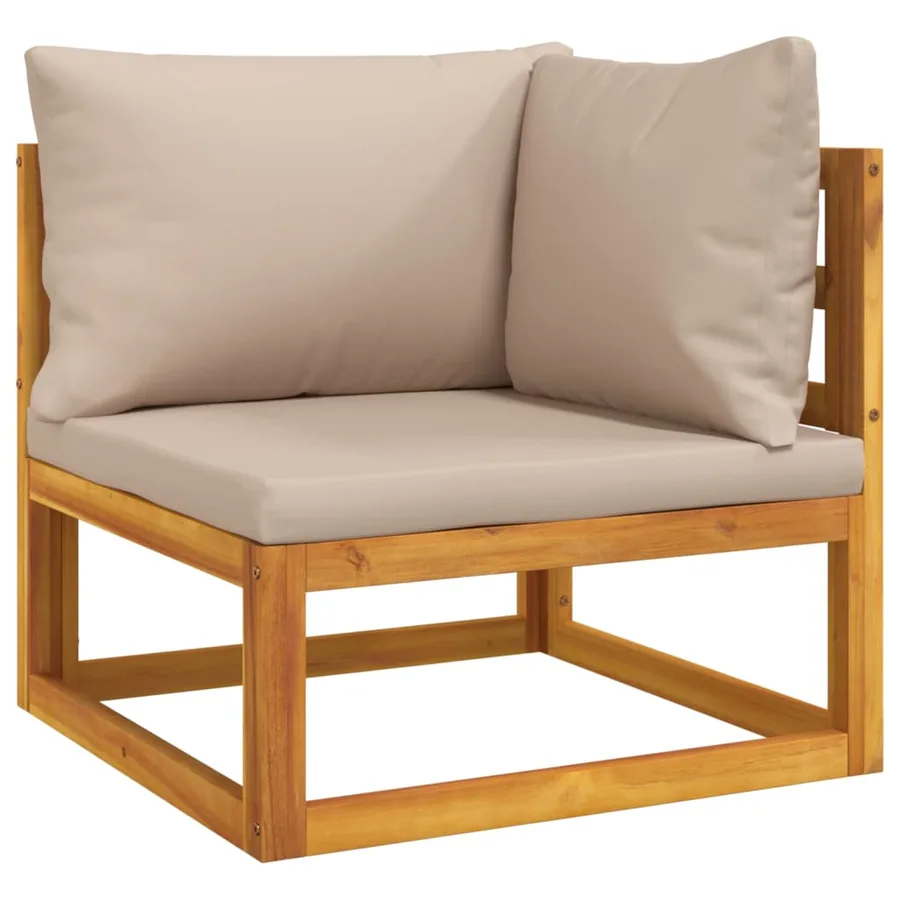 Salon de jardin 4 pcs avec coussins taupe bois massif - 4