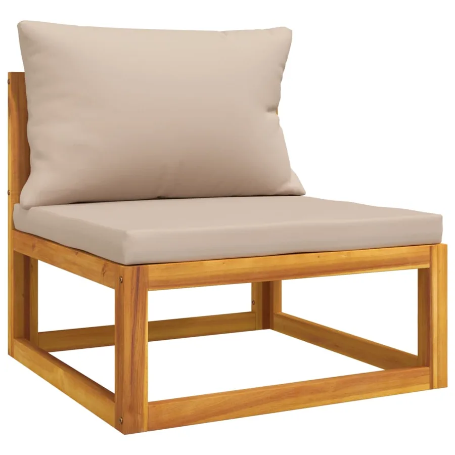 Salon de jardin 4 pcs avec coussins taupe bois massif - 5
