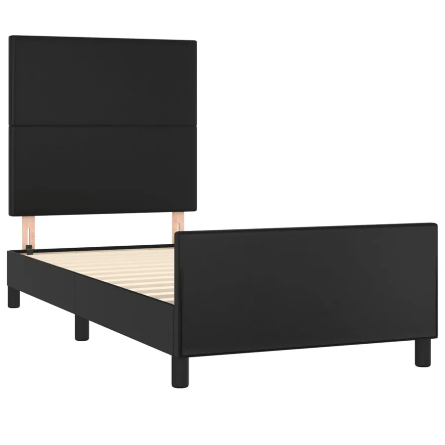 Cadre de lit sans matelas noir 100x200 cm similicuir - 4