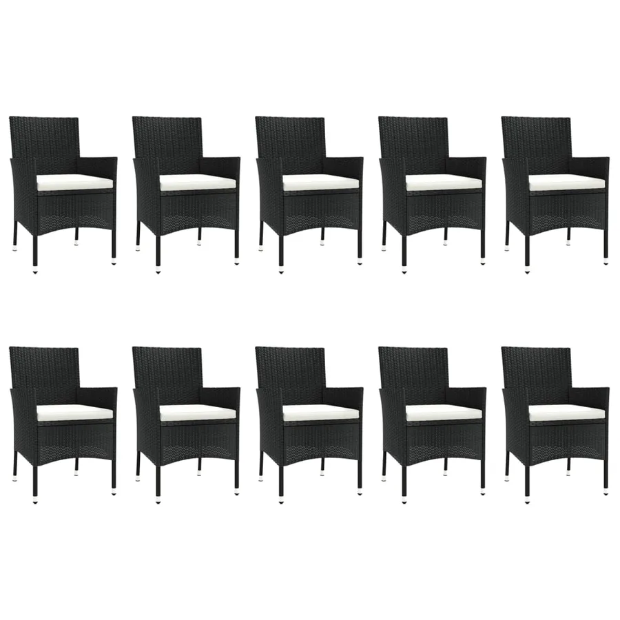 Ensemble à manger de jardin 11 pcs coussins noir résine tressée - 4
