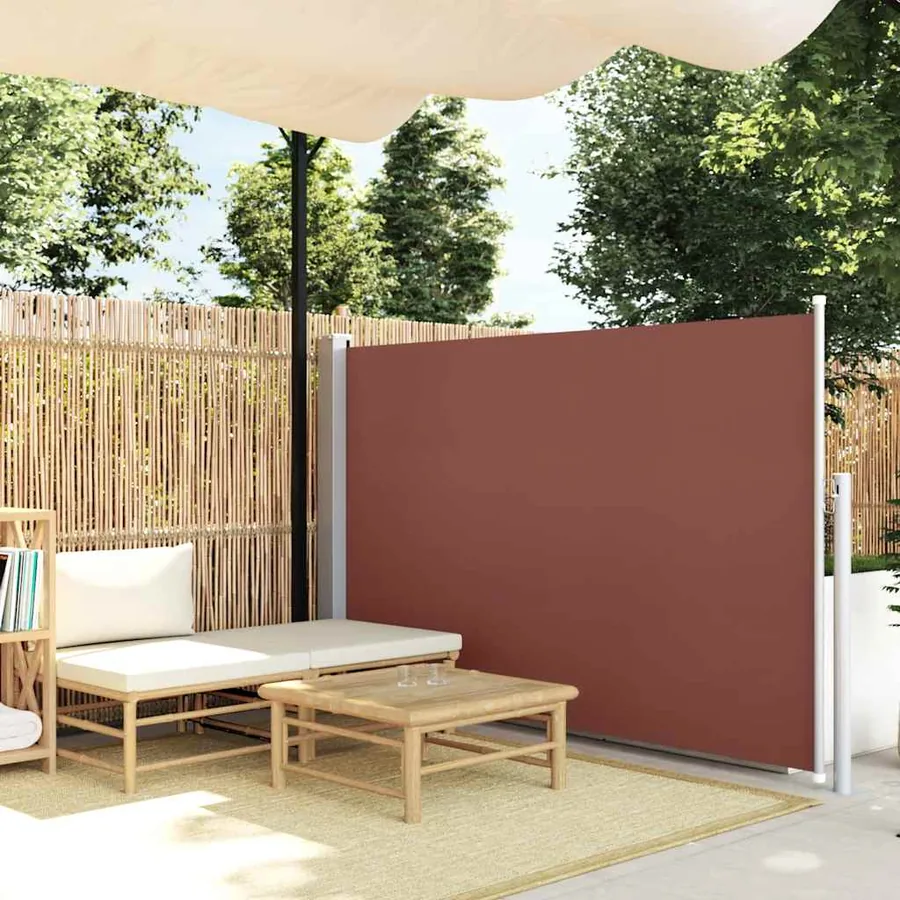 Auvent latéral rétractable de patio 140x500 cm Marron