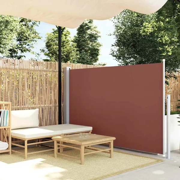 Auvent latéral rétractable de patio 140x500 cm Marron