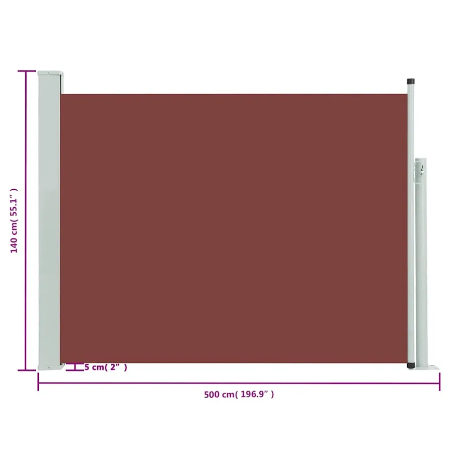 Auvent latéral rétractable de patio 140x500 cm Marron - 8