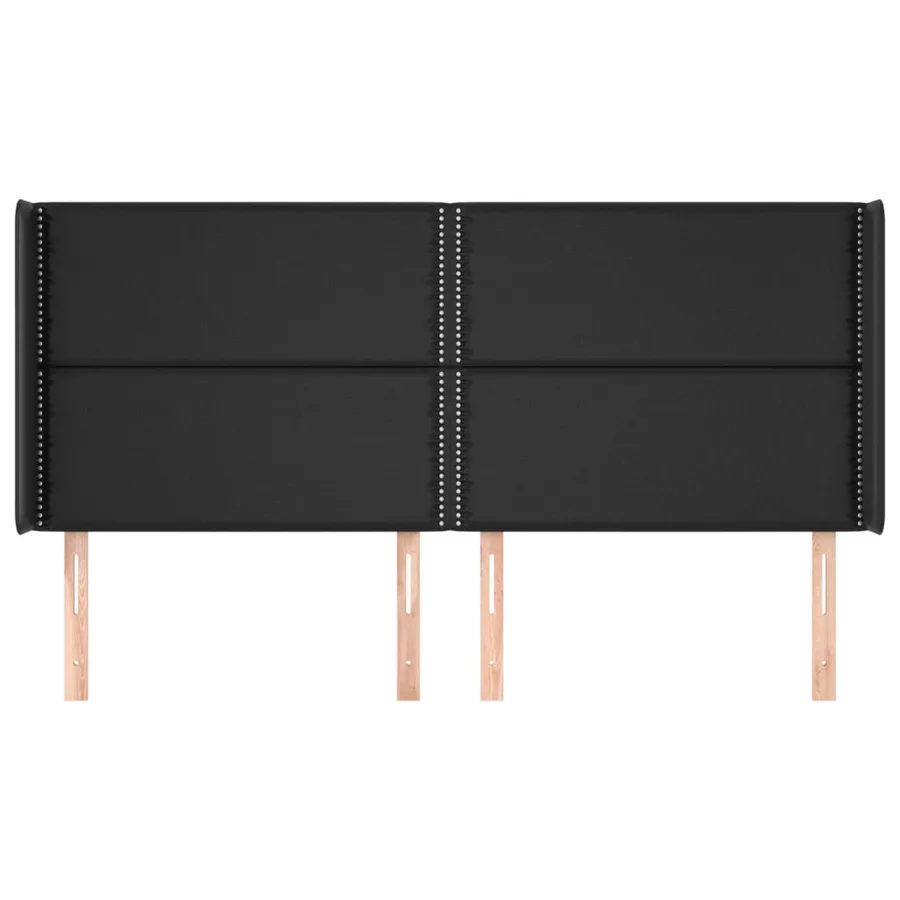 Tête de lit avec oreilles Noir 203x16x118/128 cm Similicuir - 3