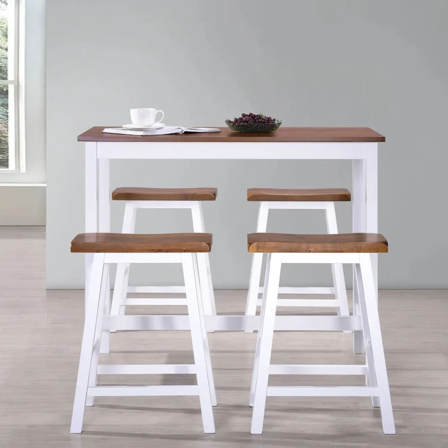 Table et tabouret de bar 5 pcs Bois massif - 3