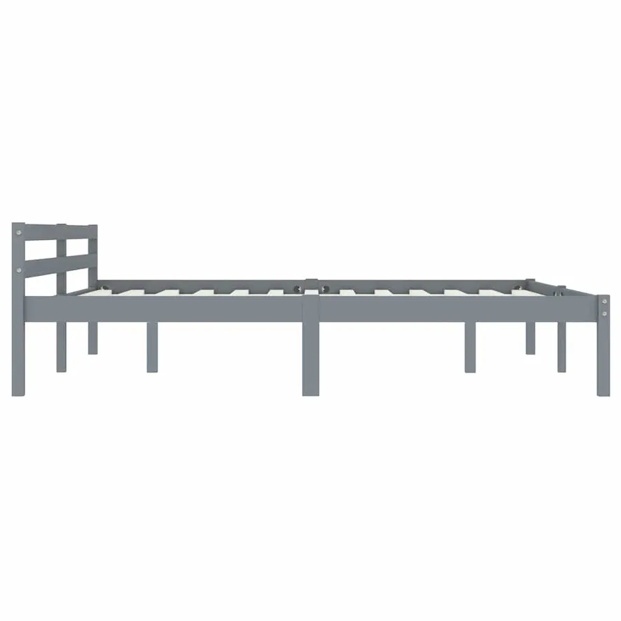 Cadre de lit sans matelas gris bois massif de pin 180x200 cm - 4