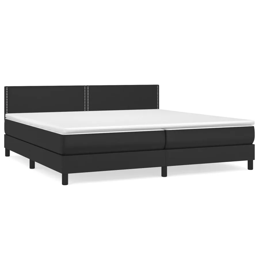 Sommier à lattes de lit avec matelas Noir 200x200 cm Similicuir - 2