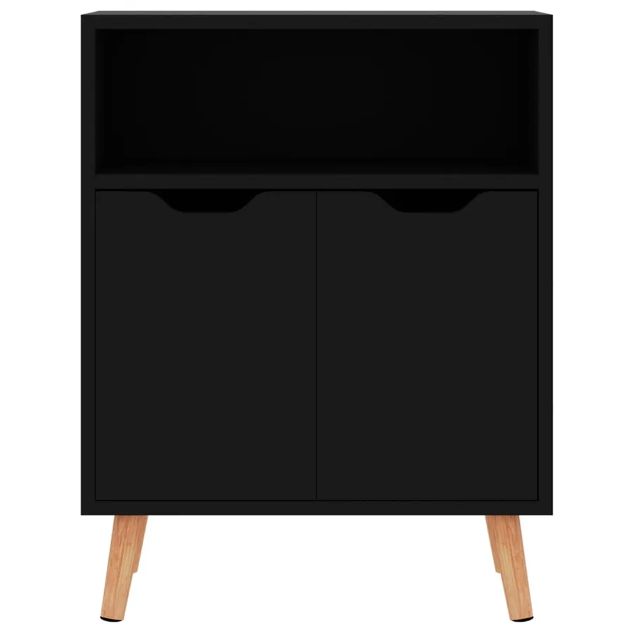 Buffet noir brillant 60x30x72 cm bois d'ingénierie - 3