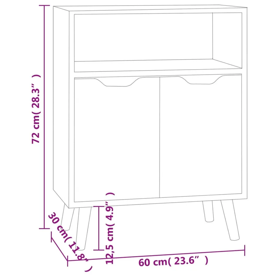 Buffet noir brillant 60x30x72 cm bois d'ingénierie - 8
