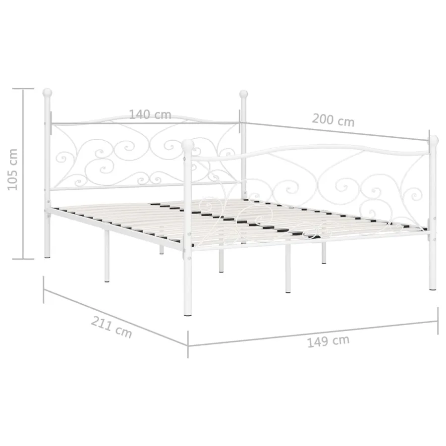 Cadre de lit sans matelas avec sommier à lattes métal 140x200cm - 5