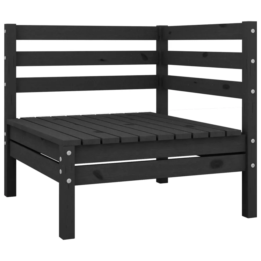 Salon de jardin 4 pcs Bois de pin massif Noir - 2