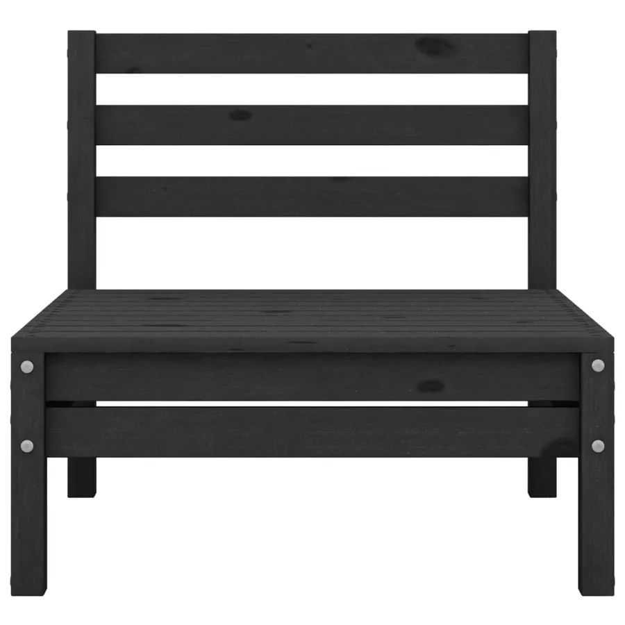 Salon de jardin 4 pcs Bois de pin massif Noir - 6