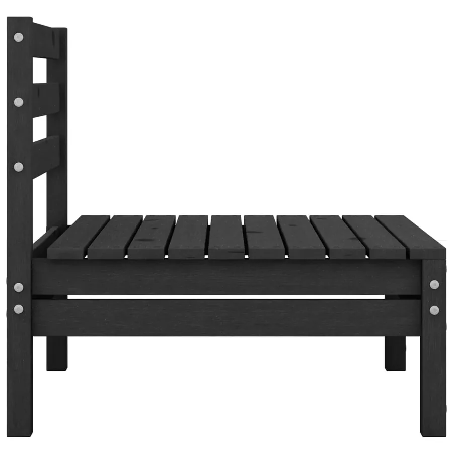 Salon de jardin 4 pcs Bois de pin massif Noir - 7