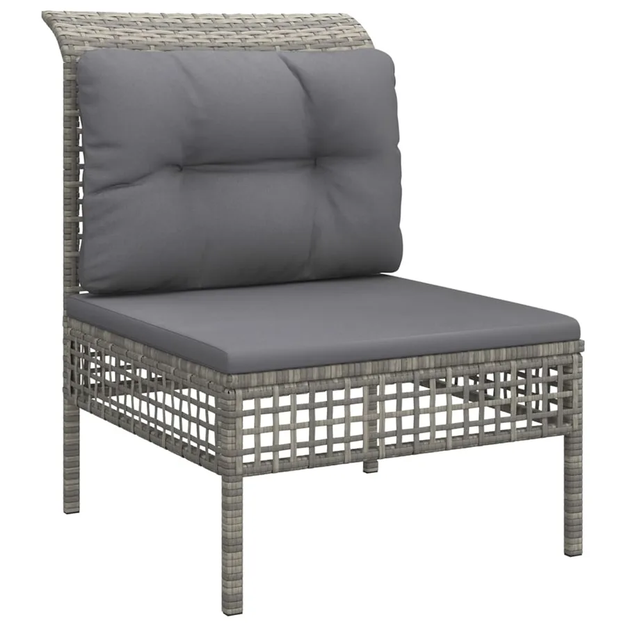 Salon de jardin 8 pcs avec coussins Gris Résine tressée - 5