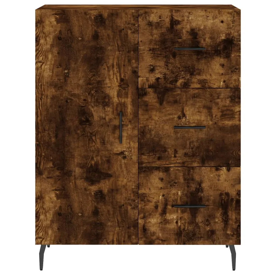 Buffet chêne fumé 69,5x34x90 cm bois d'ingénierie - 5