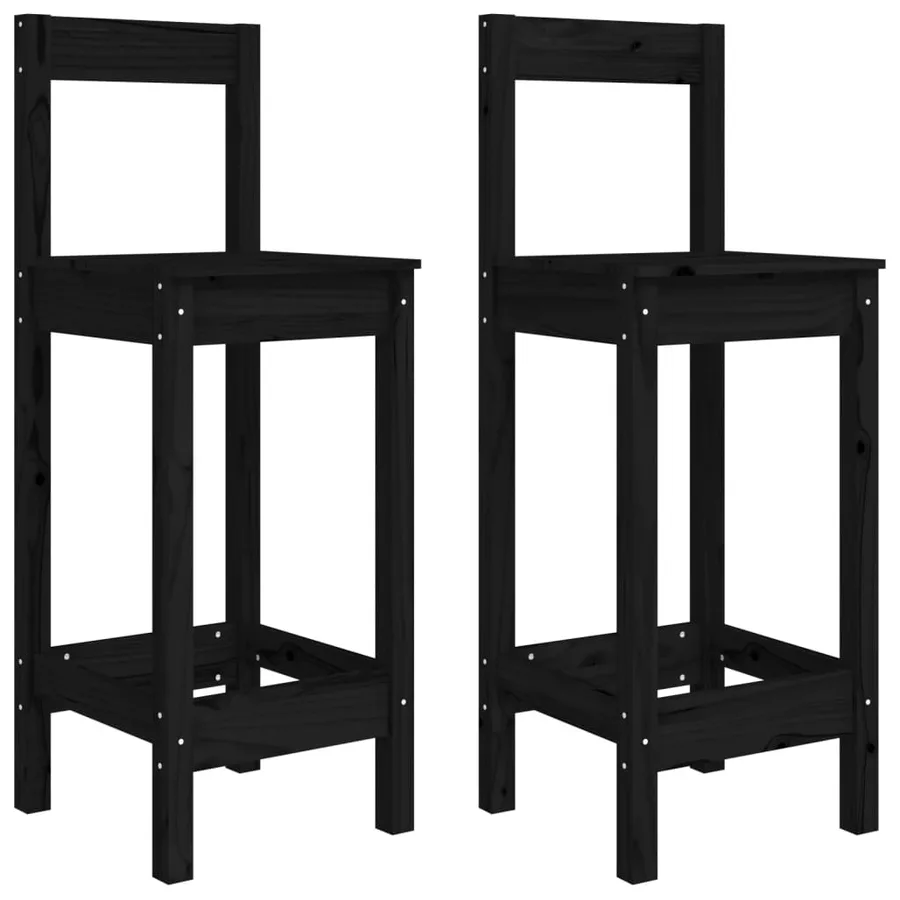 Chaises de bar lot de 2 noir 40x41,5x112 cm bois de pin solide - 2